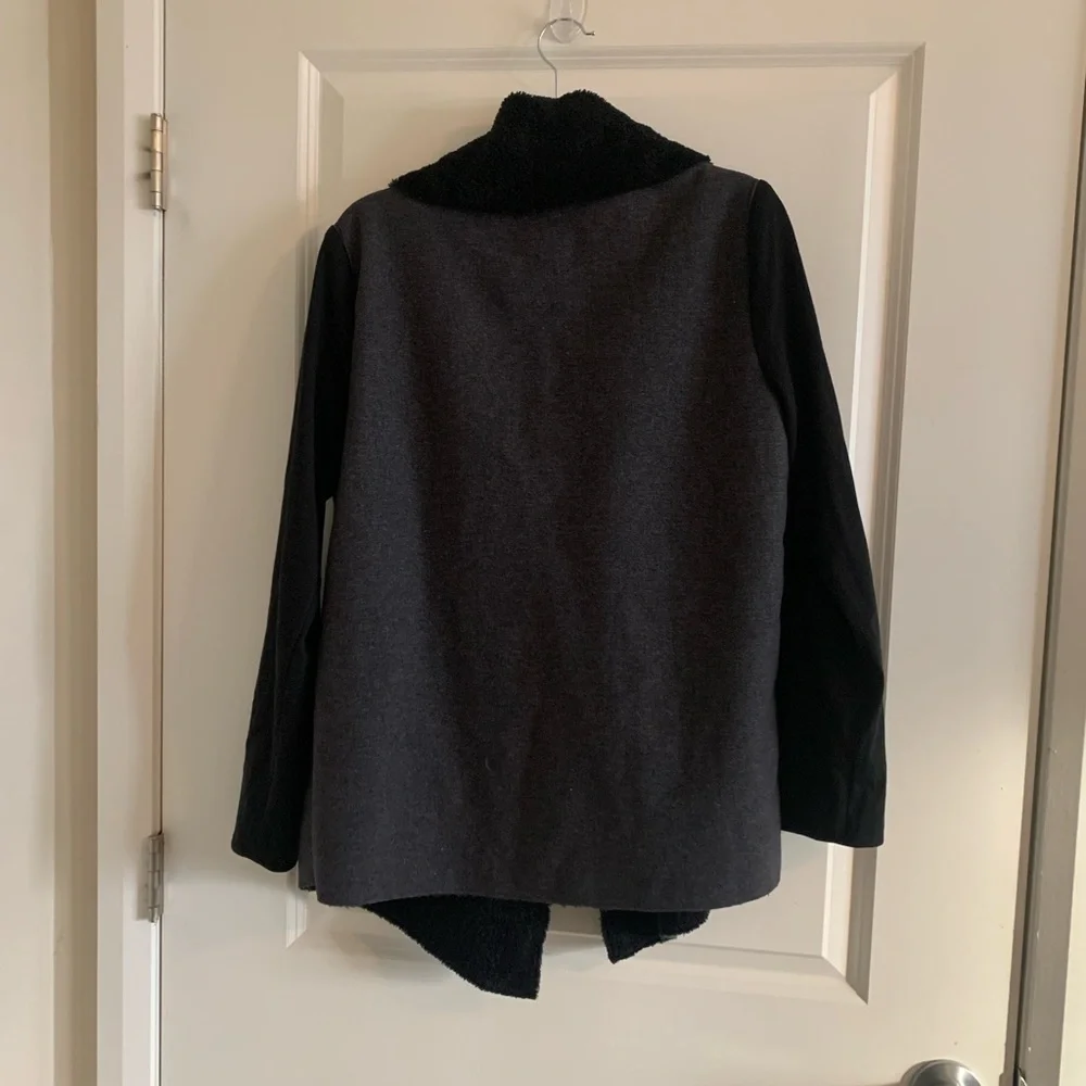 Splendid Mixed Media Teddy Wool Leather Wrap Jacket Size Medium